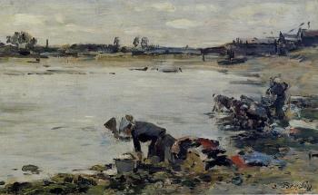 尤金 佈丹 Laundresses on the Bankes of the Touques 尤金 佈丹 Laundresses on the Bankes of the Touques